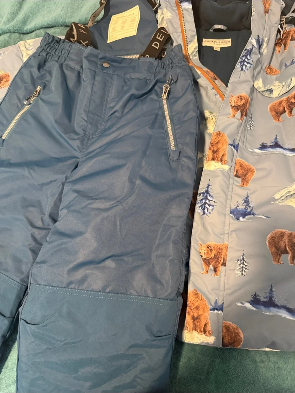 deux par deux Navy Blue Puffer Jacket with Branded Straps